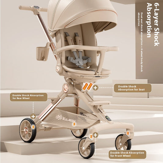 Luxury Lightweight Baby Pram Buggy Compact Folding Gravity Collapse Travel Stroller Metal Material Factory Wholesale