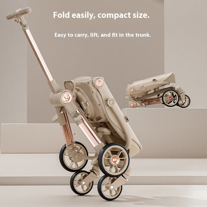 Luxury Lightweight Baby Pram Buggy Compact Folding Gravity Collapse Travel Stroller Metal Material Factory Wholesale