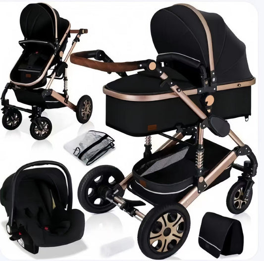 Luxury Pram for Newborn Baby Kinderwagen Fashionable 3 in 1 Compact Push Chair