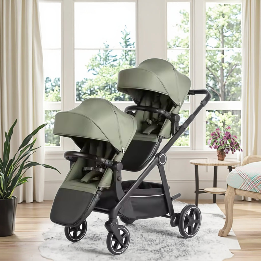 Luxury Lightweight Twin Newborn Twin Baby Stroller 3 in 1 Baby Jogger Lightweight Double Baby Stroller Age 0-3 Years