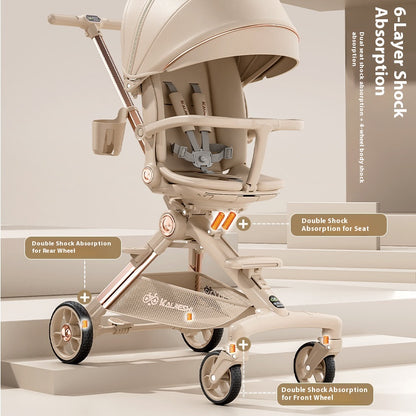 Luxury Lightweight Baby Pram Buggy Compact Folding Gravity Collapse Travel Stroller Metal Material Factory Wholesale