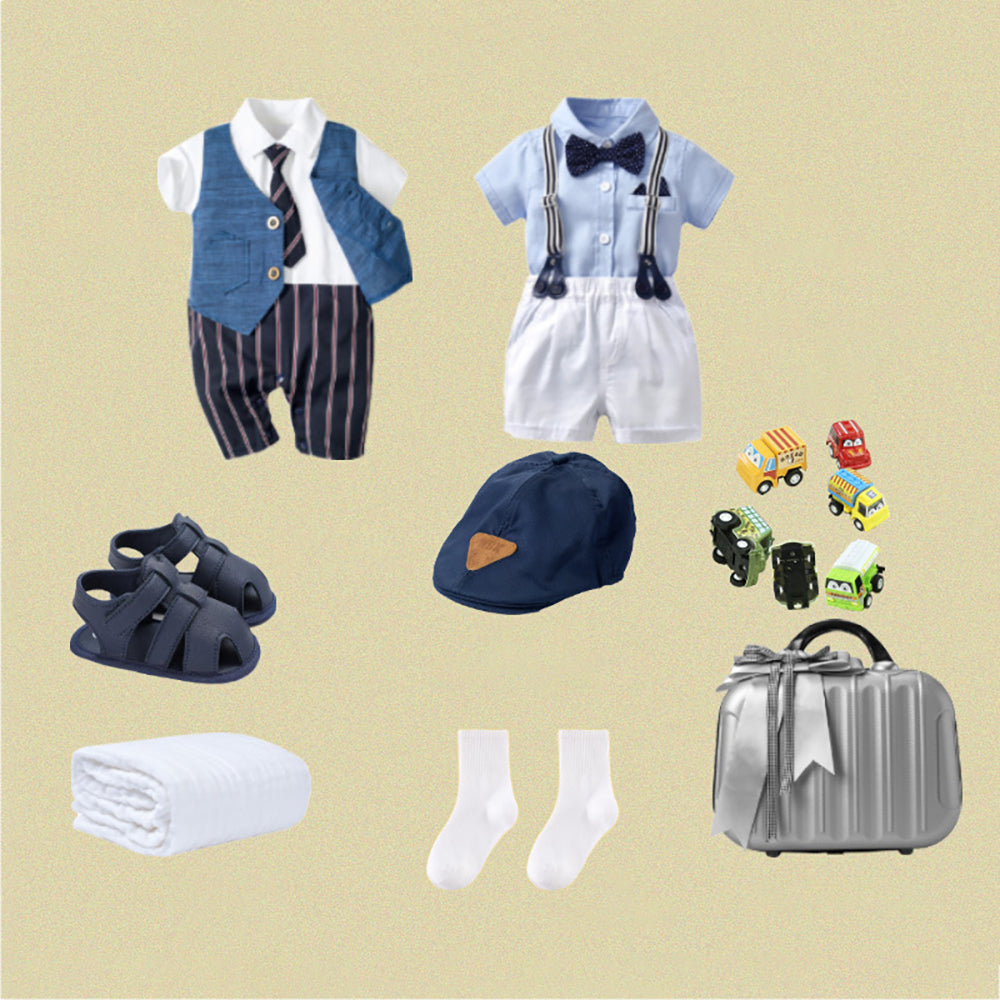 0-12 Months. Baby Combed Cotton Clothes Set Short Sleeve PajamasOutwear Suit Hat Socks Shoes Newborn Baby Gift Set