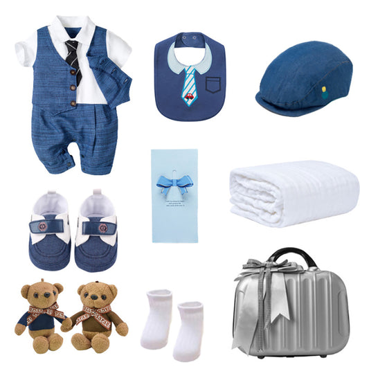 0-12 Months. Baby Combed Cotton Clothes Set Short Sleeve PajamasOutwear Suit Hat Socks Shoes Newborn Baby Gift Set