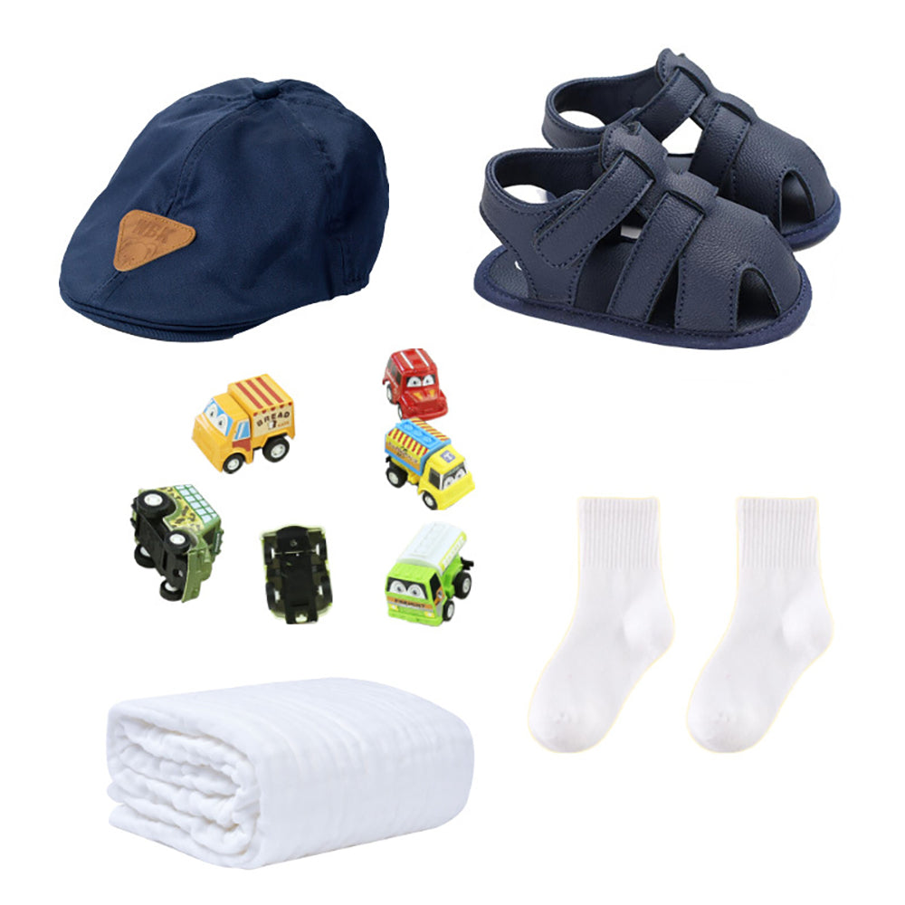 0-12 Months. Baby Combed Cotton Clothes Set Short Sleeve PajamasOutwear Suit Hat Socks Shoes Newborn Baby Gift Set