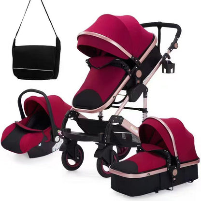 Luxury Pram for Newborn Baby Kinderwagen Fashionable 3 in 1 Compact Push Chair