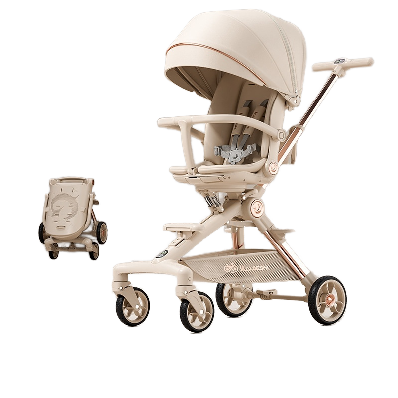Luxury Lightweight Baby Pram Buggy Compact Folding Gravity Collapse Travel Stroller Metal Material Factory Wholesale